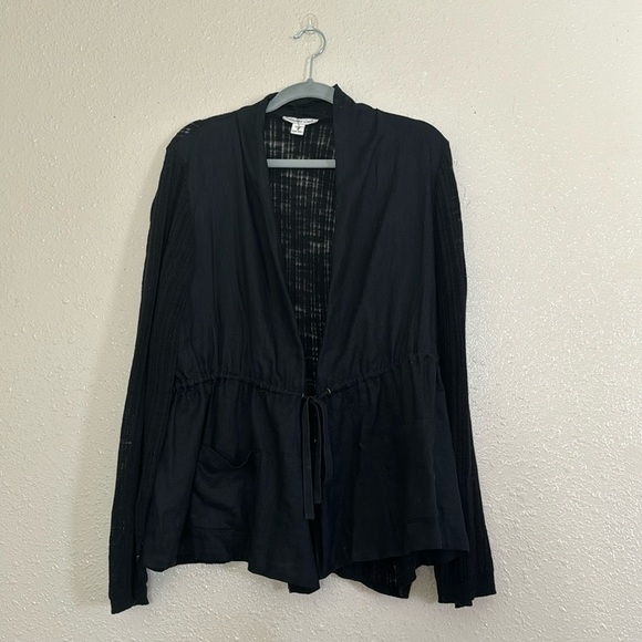 Coldwater Creek Black Linen Lightweight Jacket Lagenlook Grunge - Picture 1 of 6